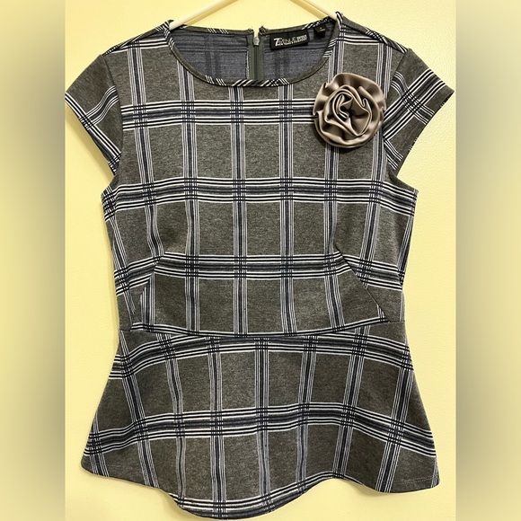 New York & Company Tops - New York & Company Gray Plaid Top Size S